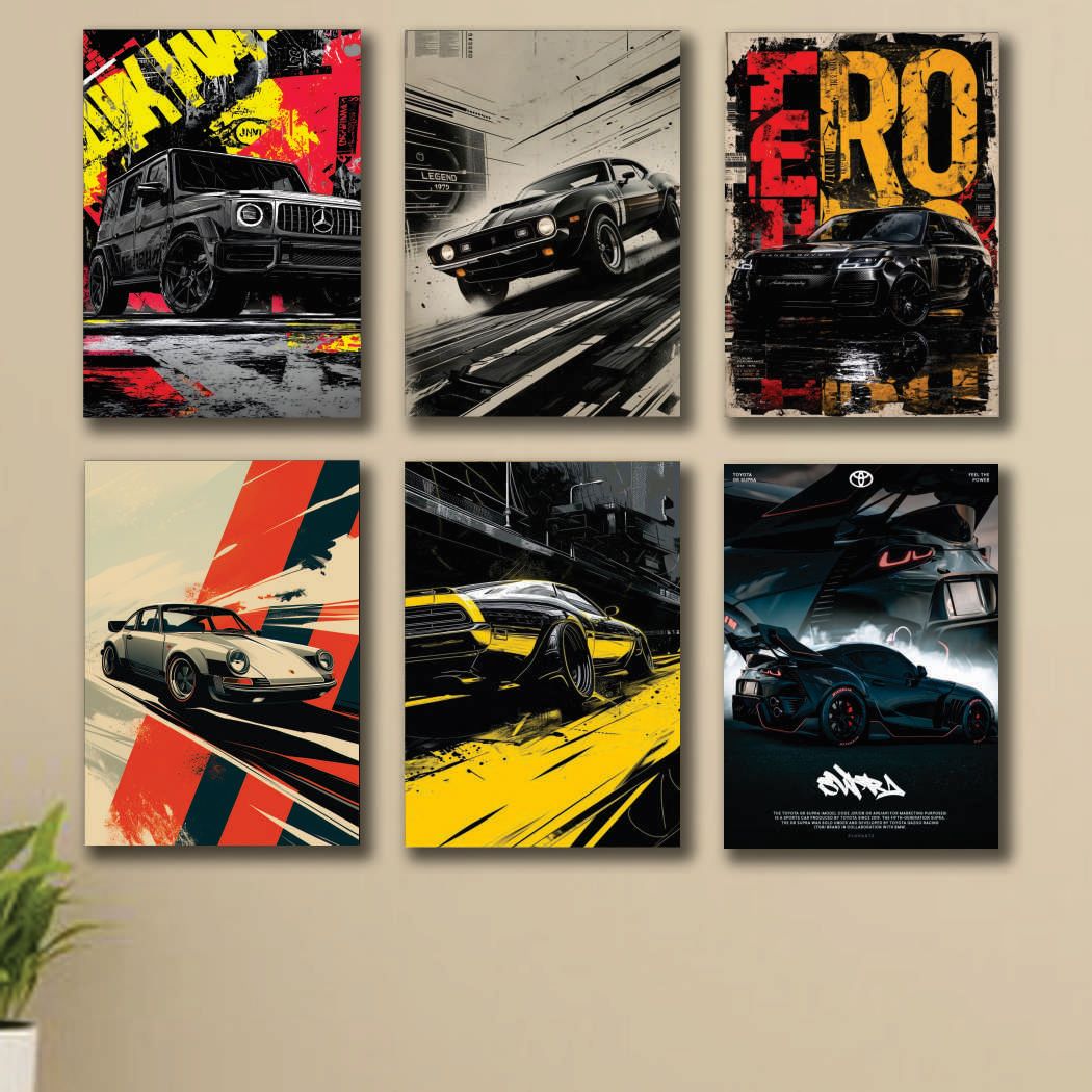 Set of 6 Car Theme Phototile Frames