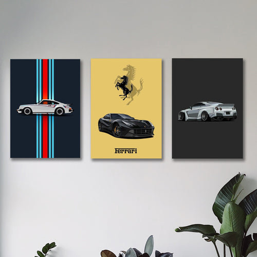 Car-Themed Wooden Wall Frame Set of 3