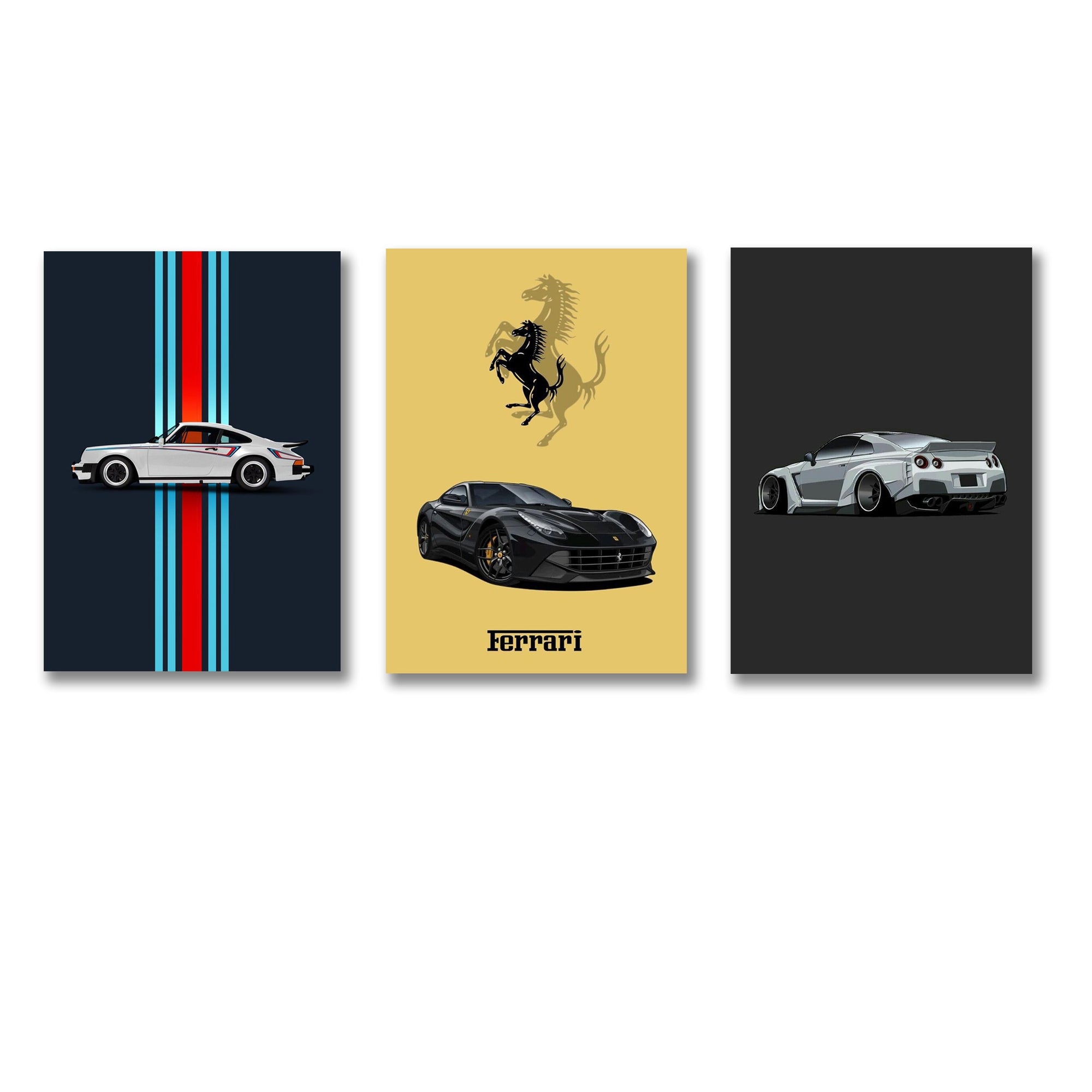 Car-themed wooden wall frame set of 3