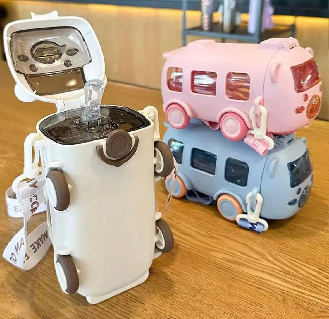 Cute bus water bottle 600ml for kids