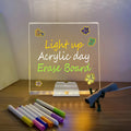 LED Light Up Writing Board With Markers 8x12 inches Reusable Glow Message Board