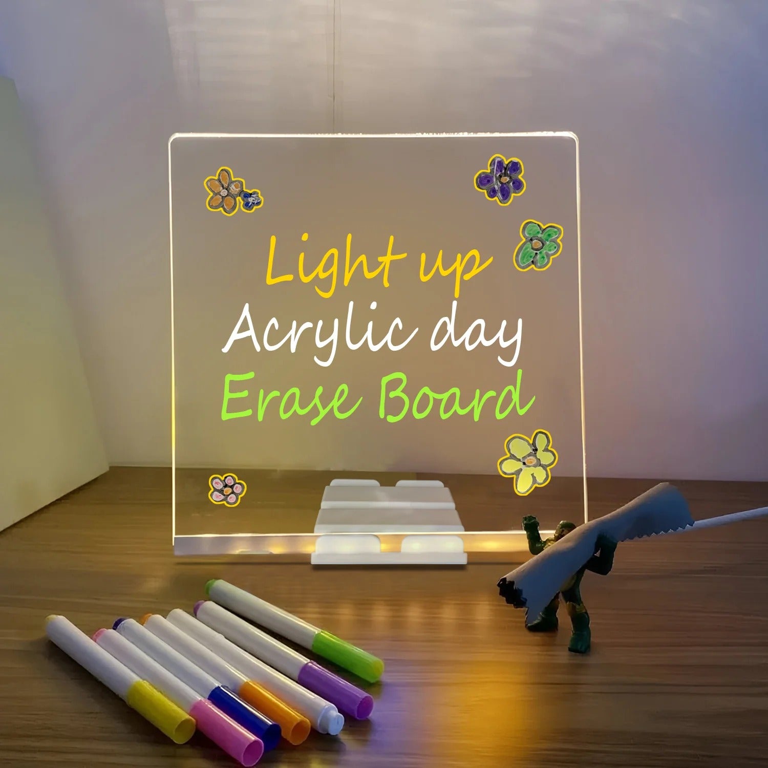 LED light up writing board with markers