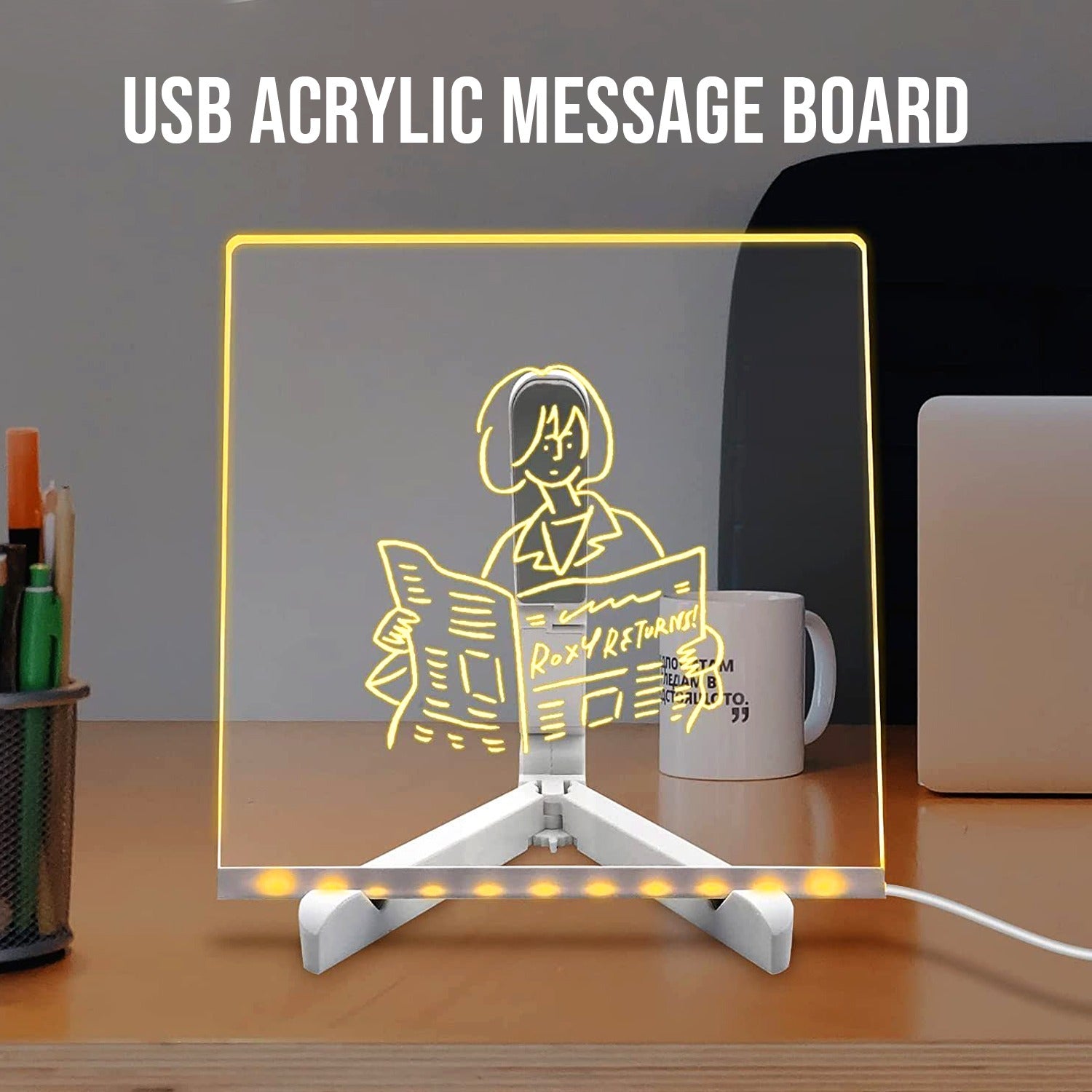 LED light up writing board with markers
