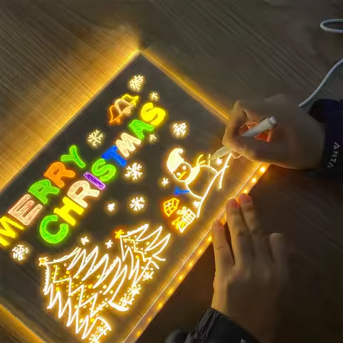 LED Light Up Writing Board With Markers 8x12 inches Reusable Glow Message Board