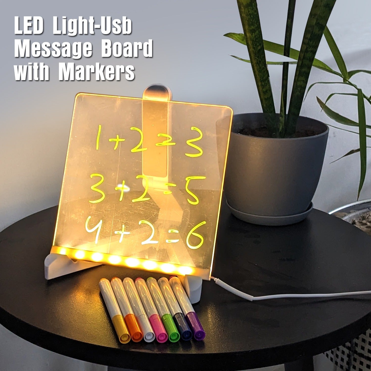LED light up writing board with markers