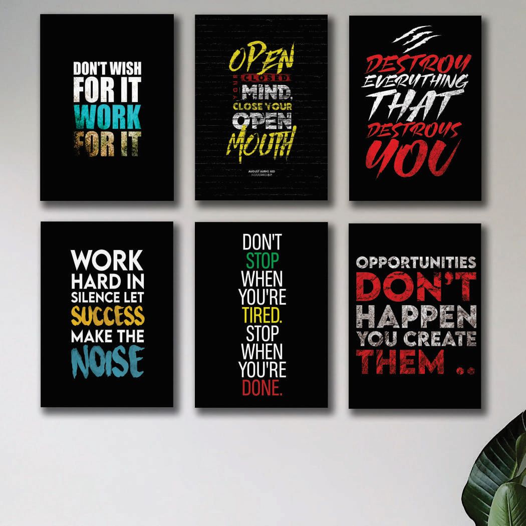 Set of 6 Motivational Wall Frames for Decor