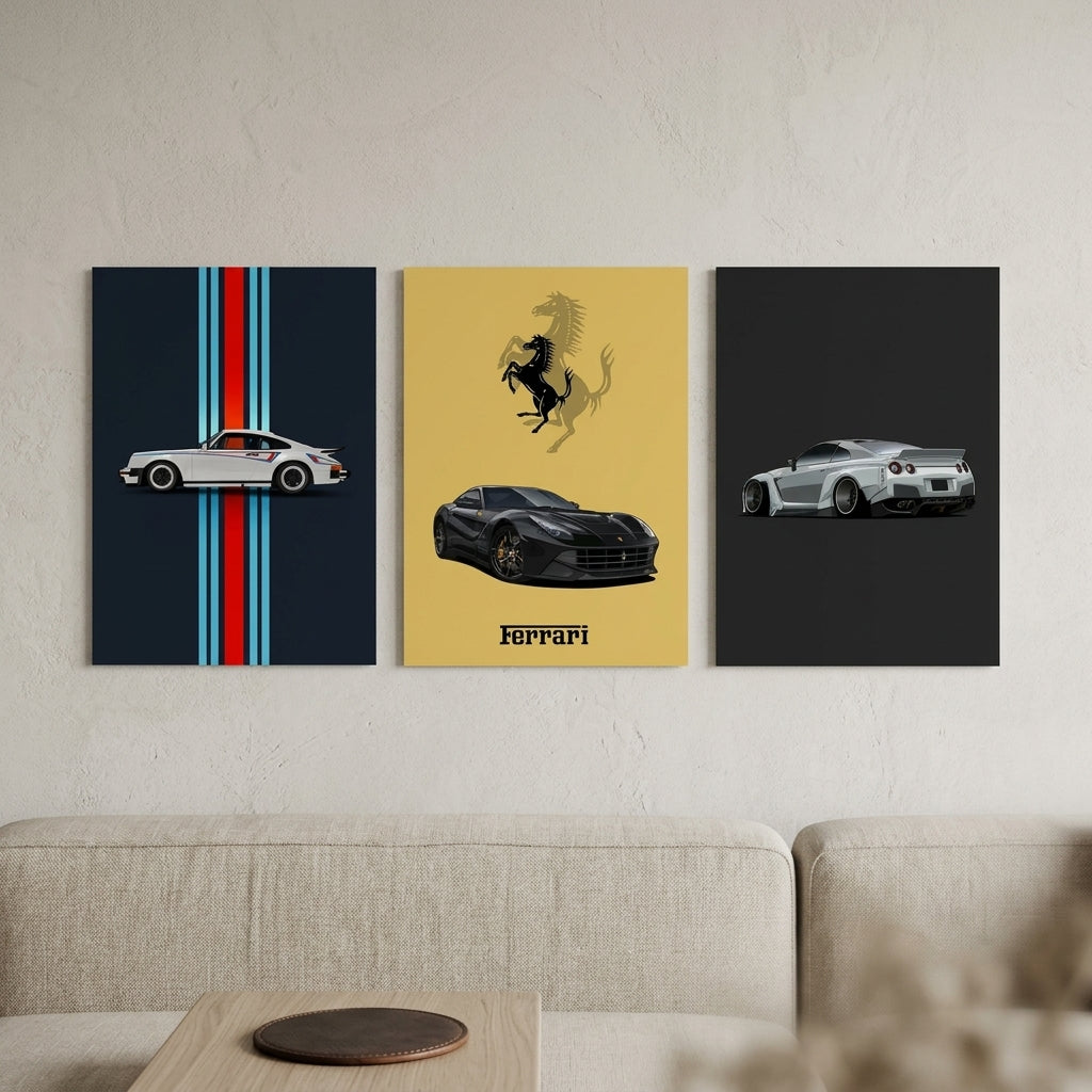 Car-Themed Wooden Wall Frame Set of 3