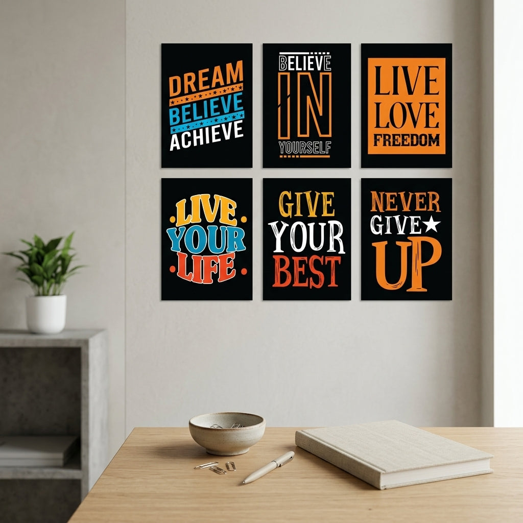 Set of 6 Motivational Wall Frames for decor