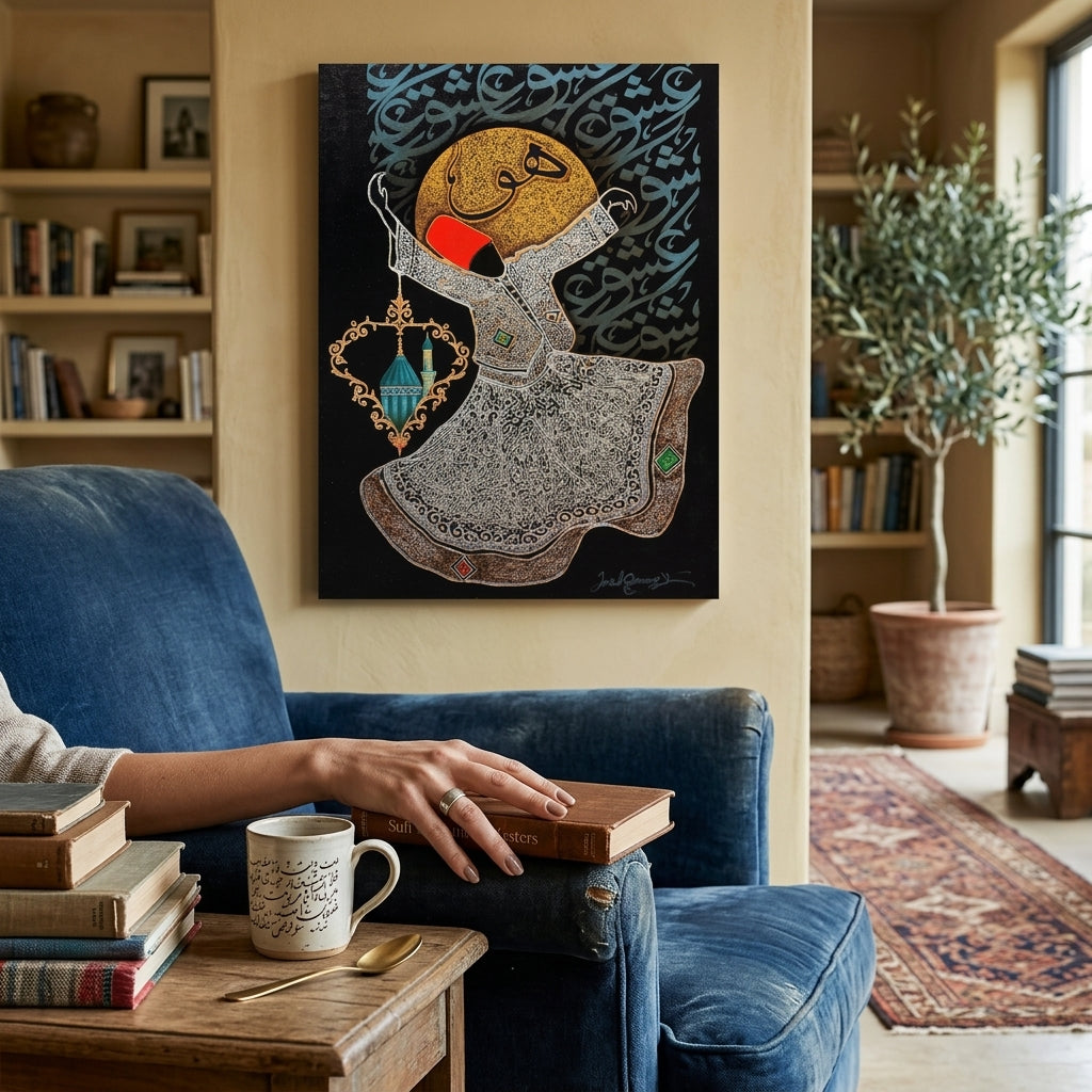 Whirling Dervish Islamic Wall Frame – Premium Laminated Sufi Art