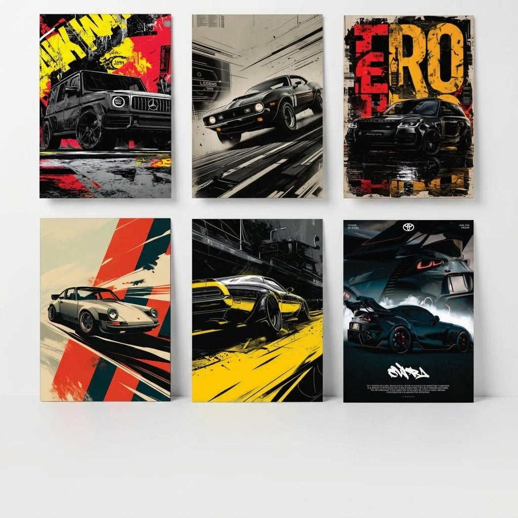 Set of 6 Car Theme Phototile Frames