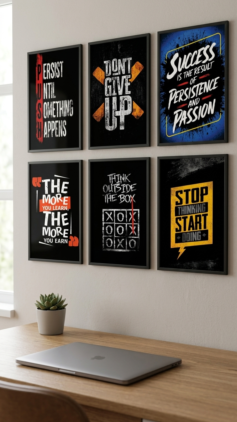 Set of 6 Motivational Wall Frames for Wall Decor