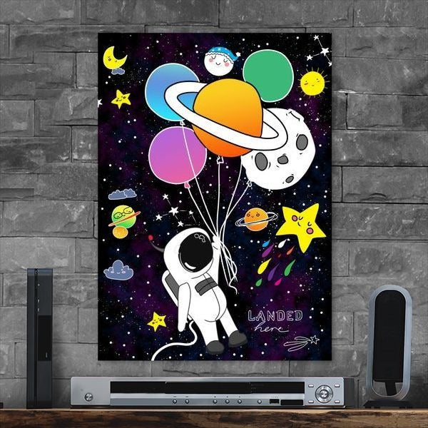 Cute Astronaut Space Wall Art – Premium Laminated Printed Photo Tile Frame (11×16 Inches)