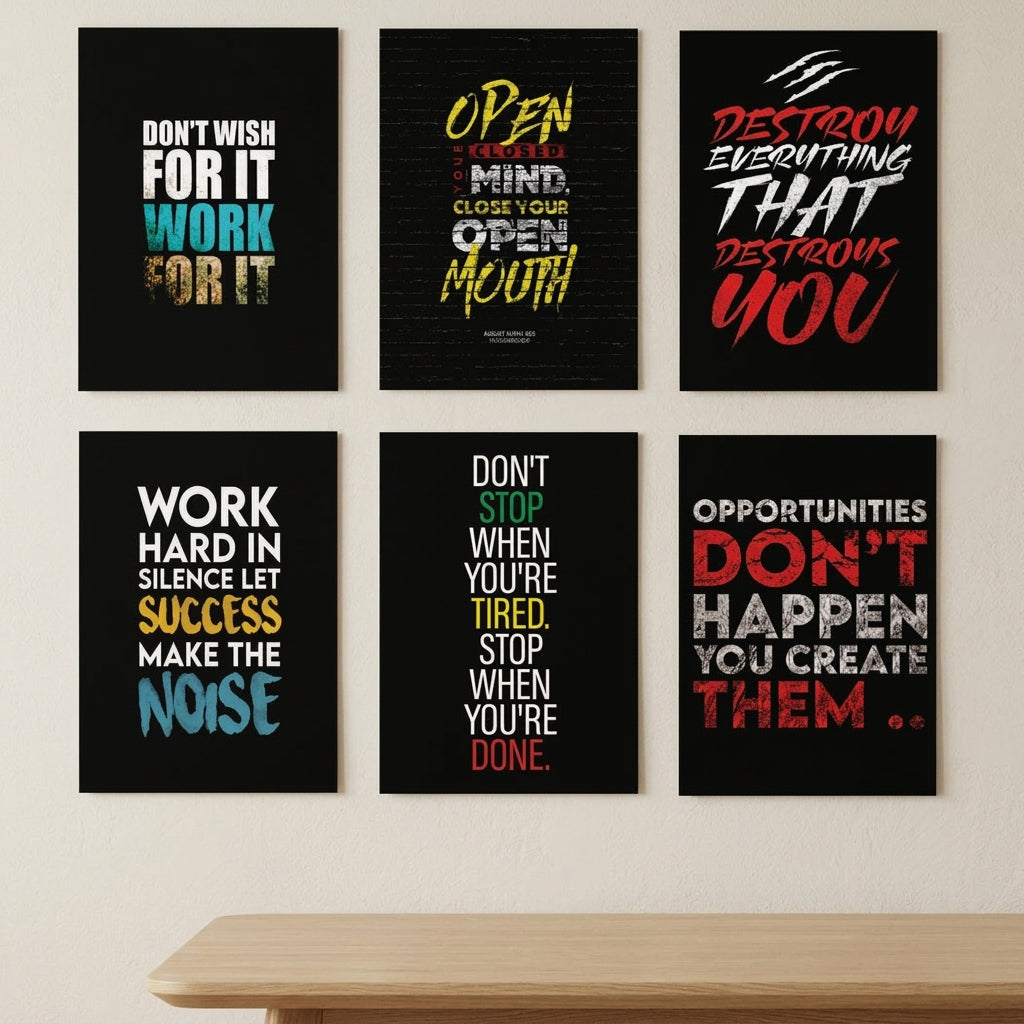 Set of 6 Motivational Wall Frames for Decor