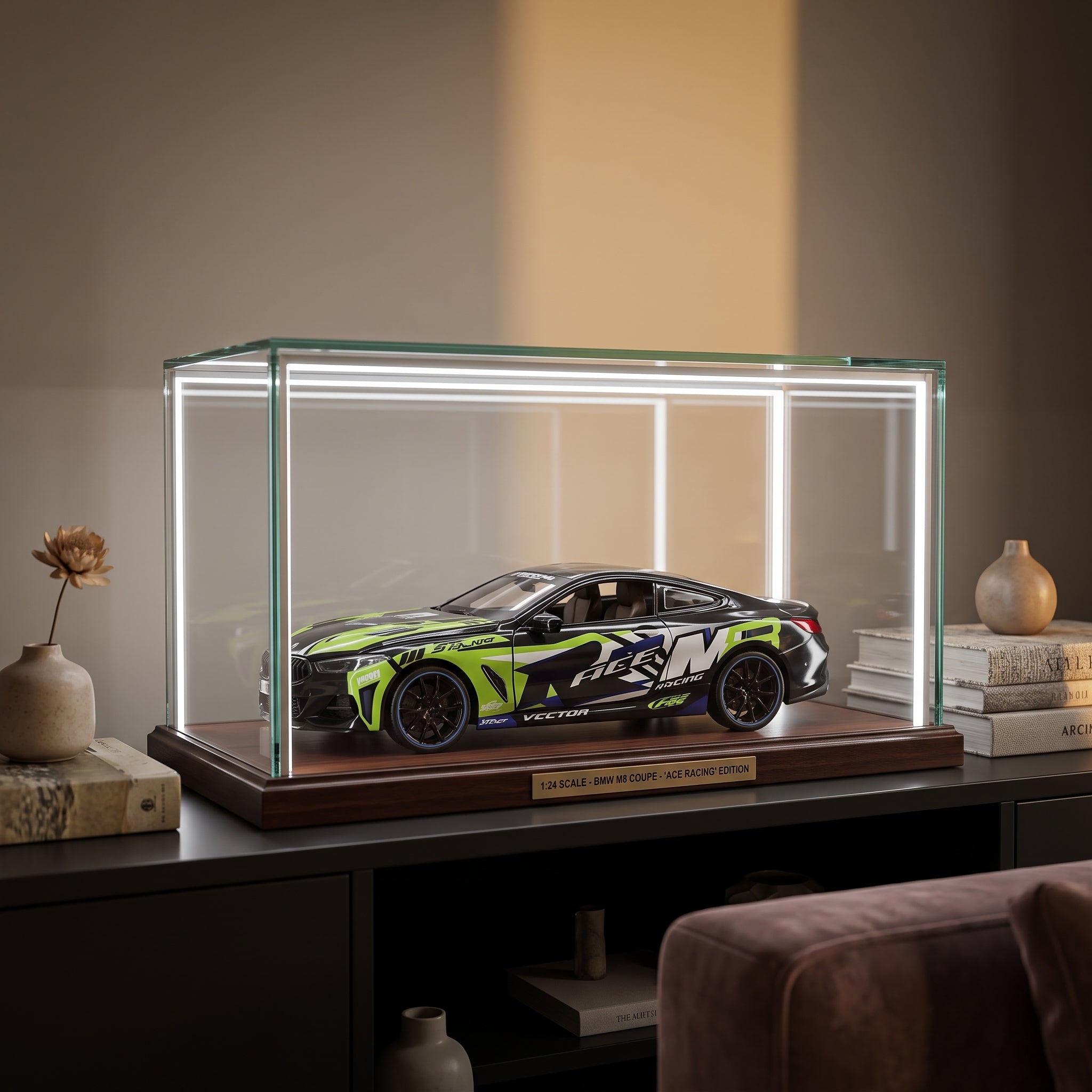 BMW M4 Racing Edition Diecast Model 1:24 – Black & Neon Green Metal Collectible Car