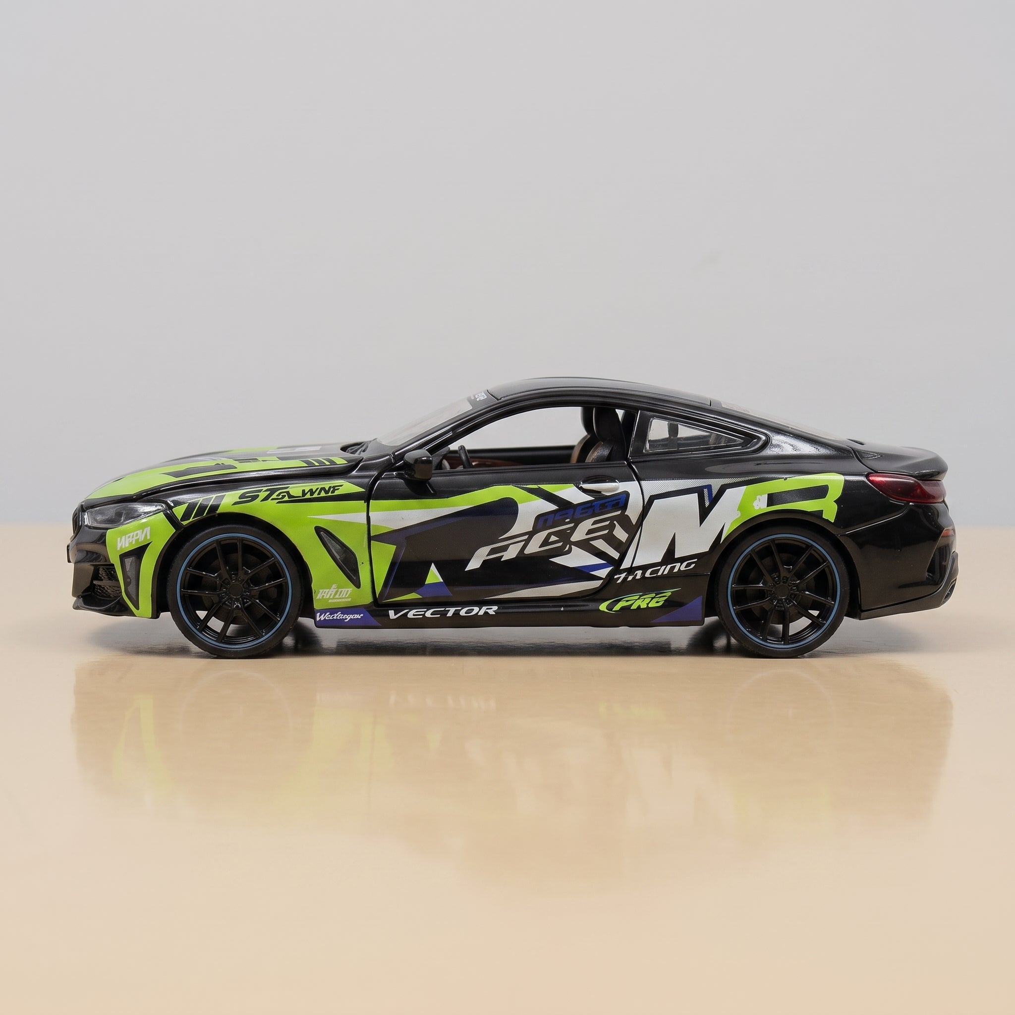 BMW M4 Racing Edition Diecast Model 1:24 – Black & Neon Green Metal Collectible Car