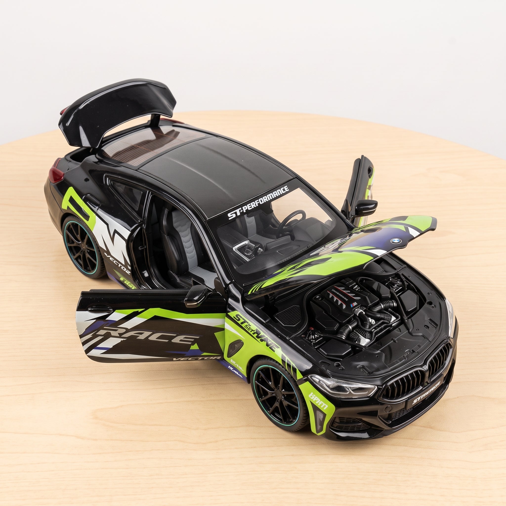BMW M4 Racing Edition Diecast Model 1:24 – Black & Neon Green Metal Collectible Car