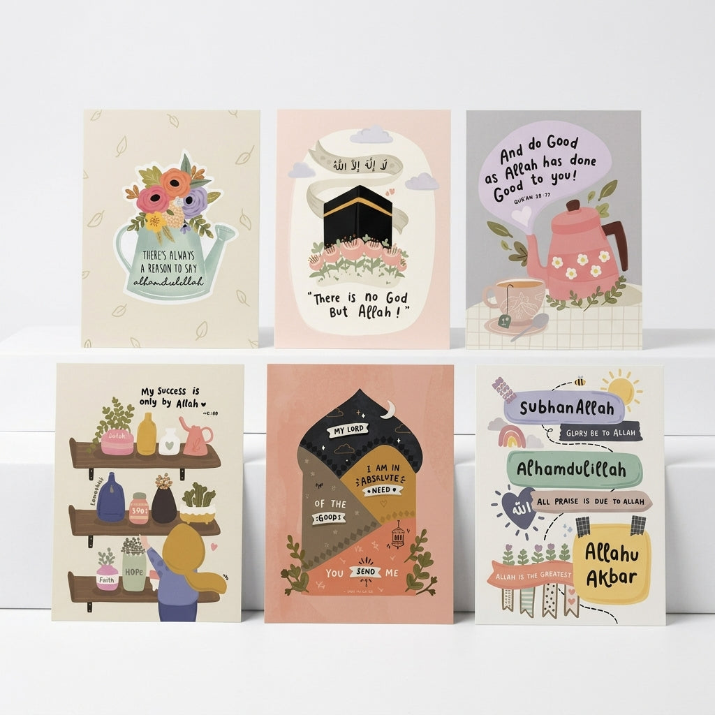 Islamic Kids Wall Frames Set of 6 – Premium Laminated Wall Art