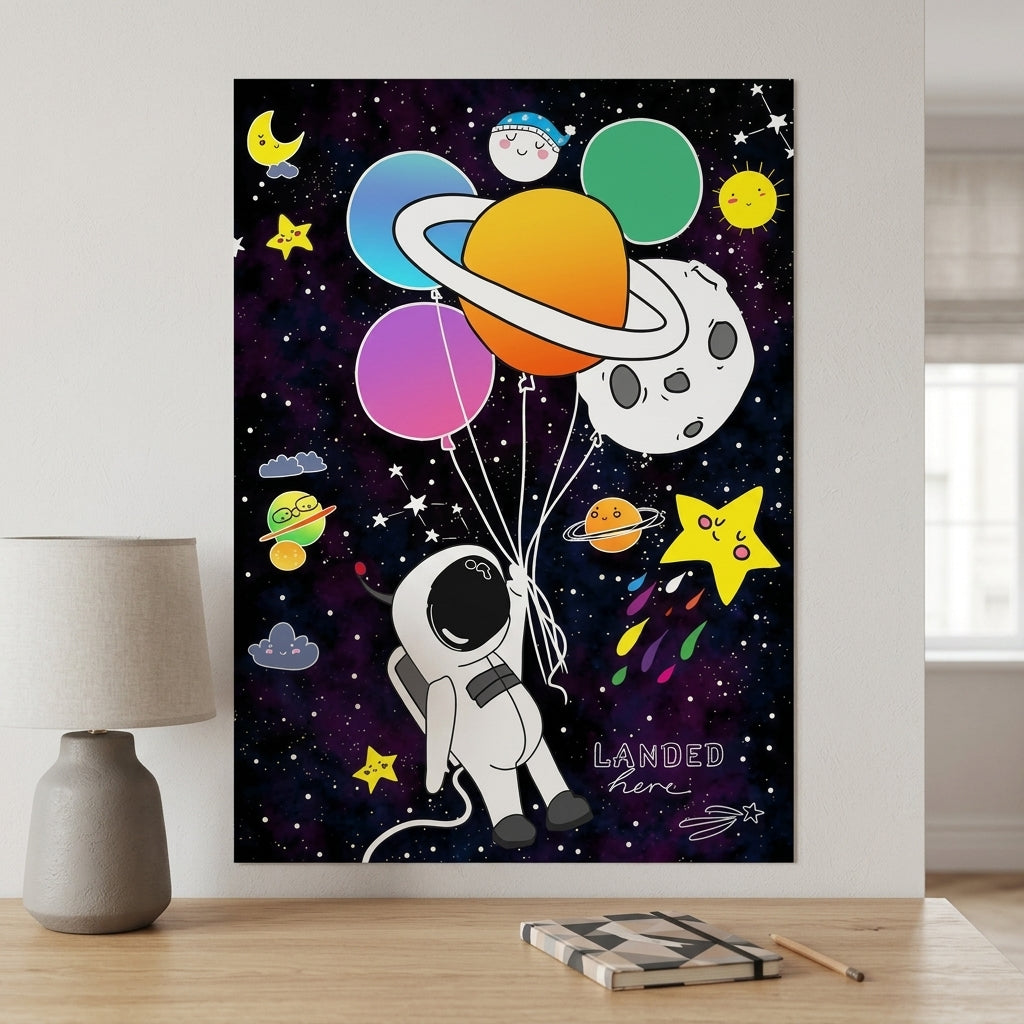 Cute Astronaut Space Wall Art – Premium Laminated Printed Photo Tile Frame (11×16 Inches)