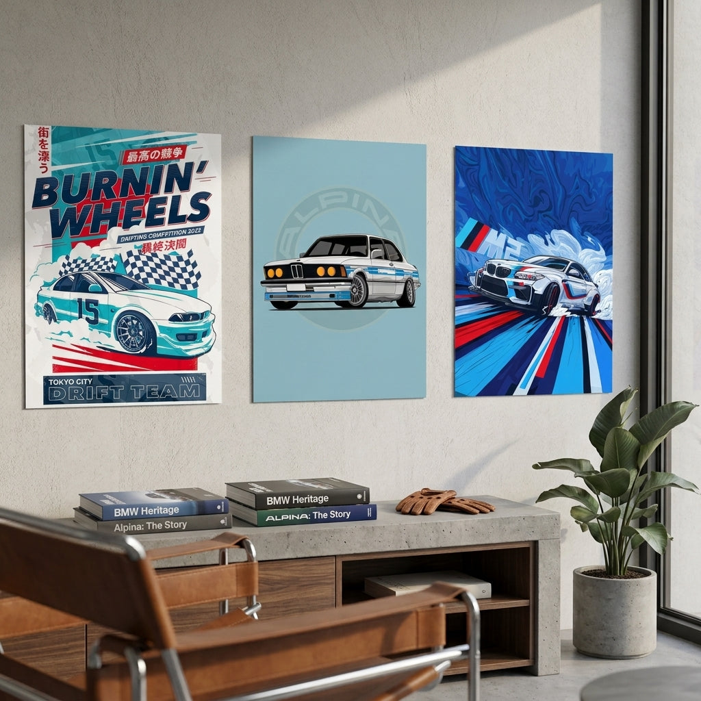 Set of 3 Car Themed Phototile Frames For Decor