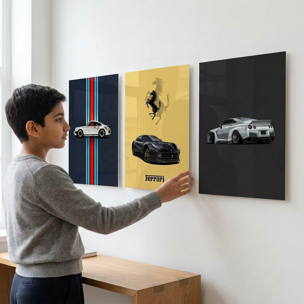 Car-Themed Wooden Wall Frame Set of 3