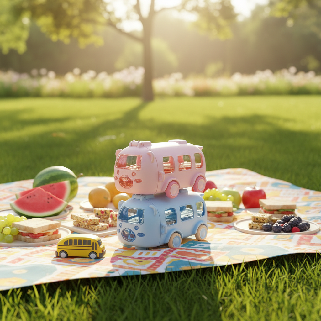 Cute bus water bottle 600ml for kids