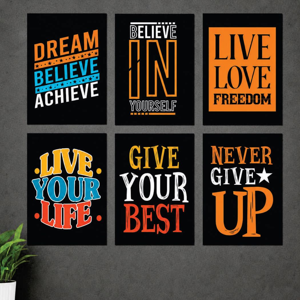 Set of 6 Motivational Wall Frames for decor
